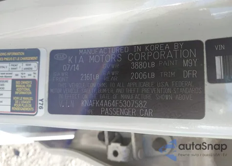 2015 Kia Forte Lx from USA, damaged, VIN KNAFK4A64F5307582